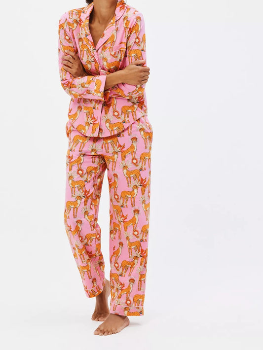 Their Nibs Women's Cotton Pyjamas - Pink Cheetah Print