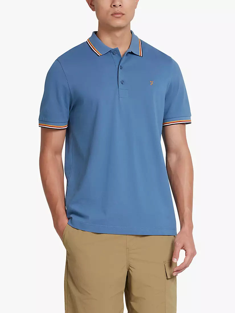 Alvin Tipped Collar Polo - Sheaf Blue