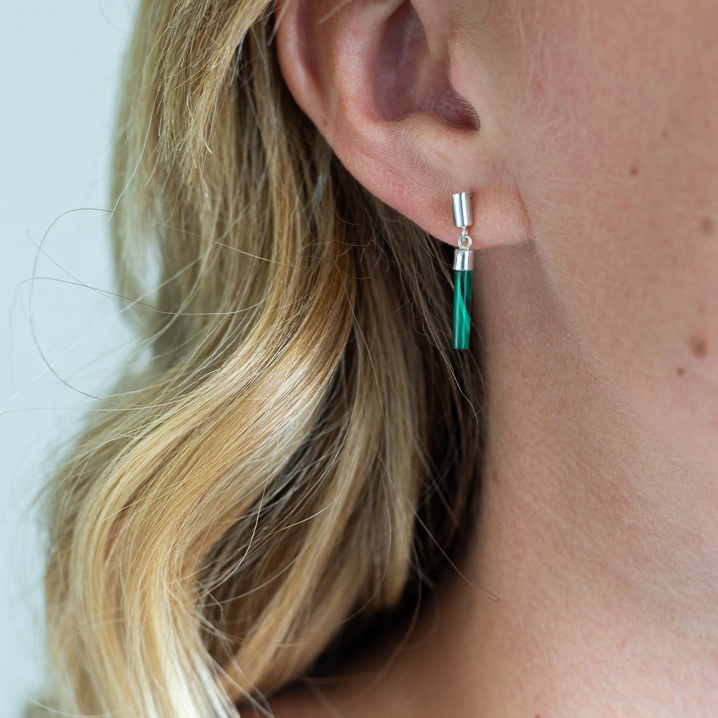 Vurchoo Malachite Drop Bar Earrings - Ghana