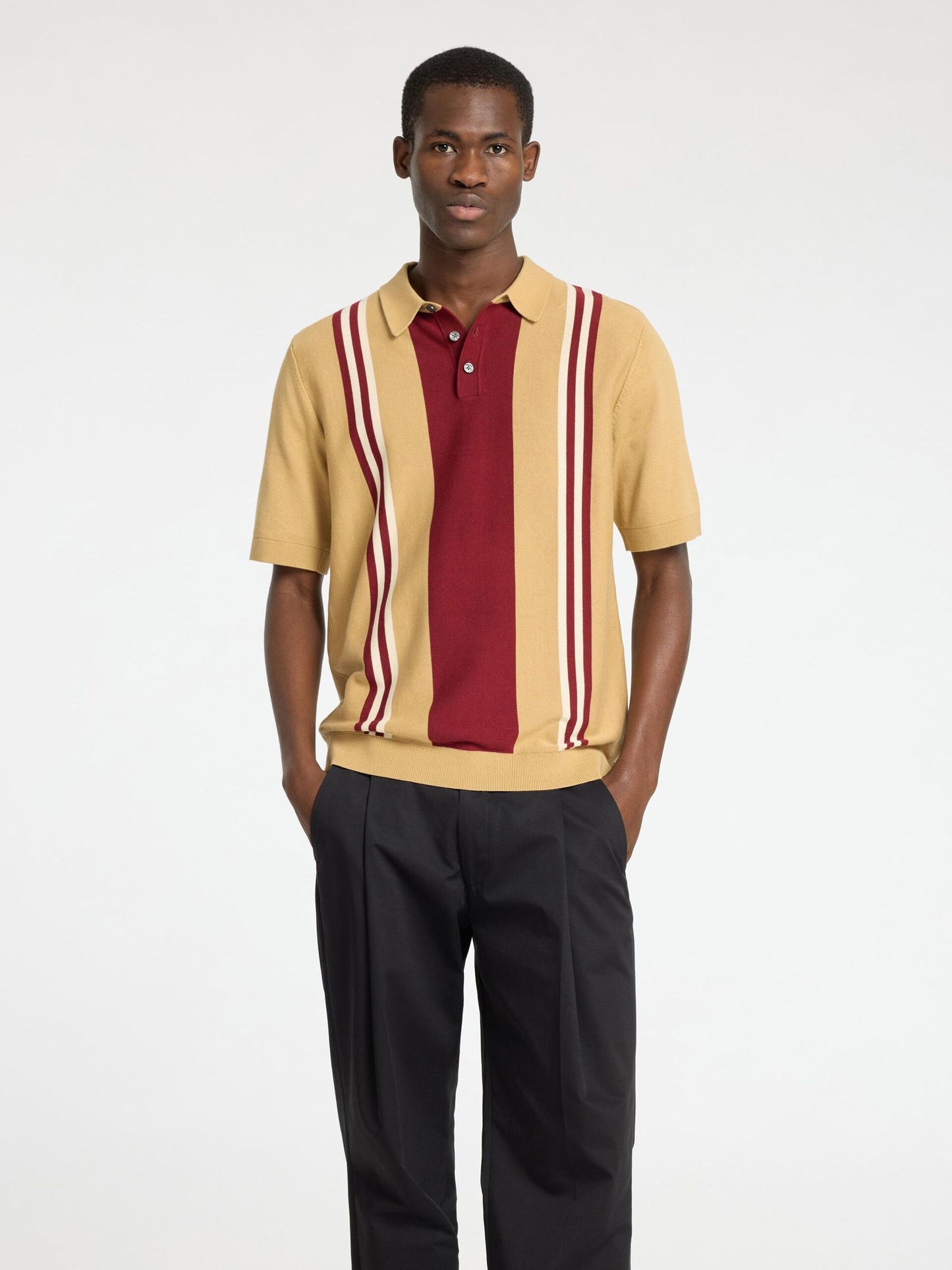 Selected Homme Mattis Knit Polo - Burgandy/Sand