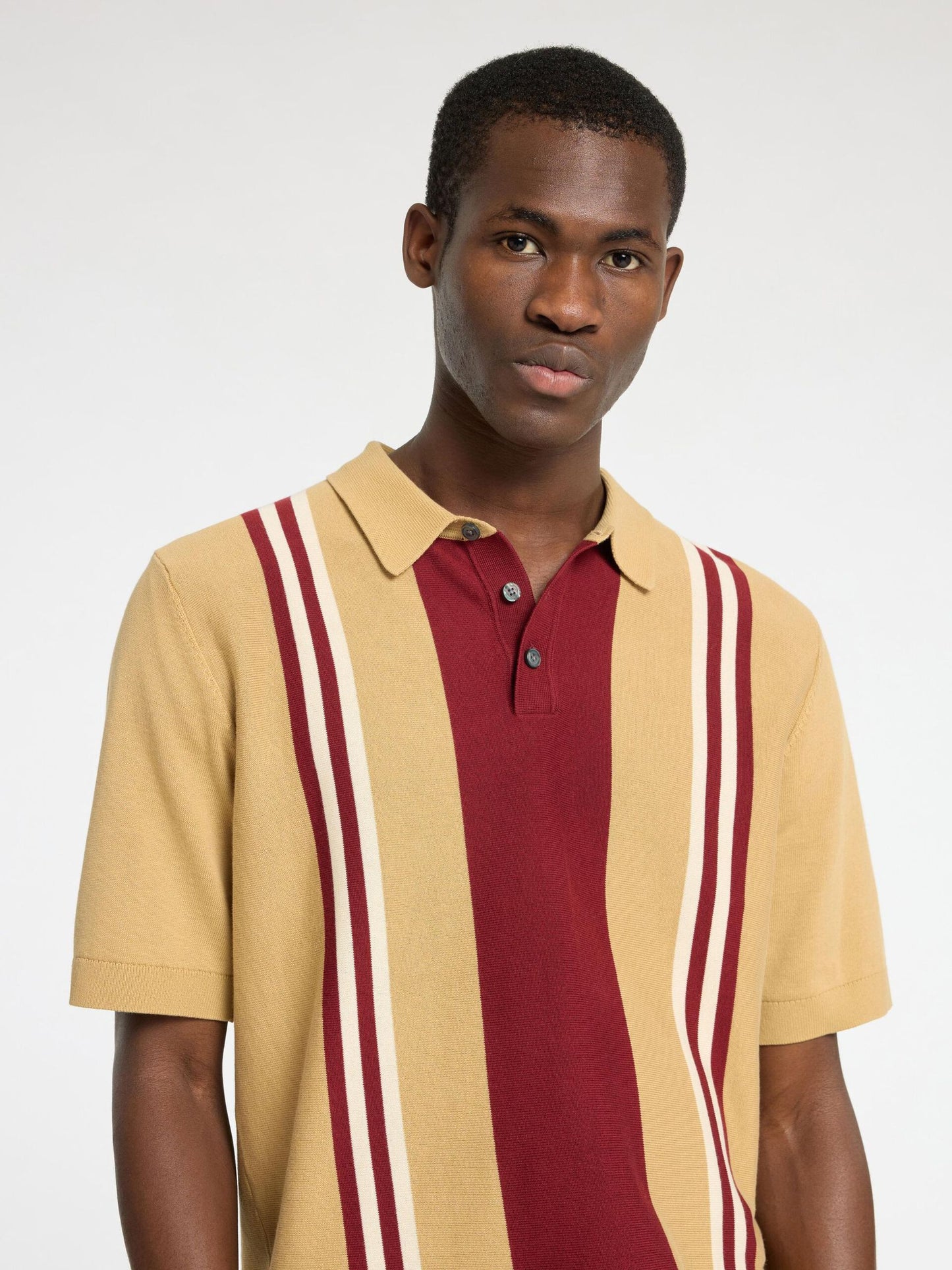 Selected Homme Mattis Knit Polo - Burgandy/Sand