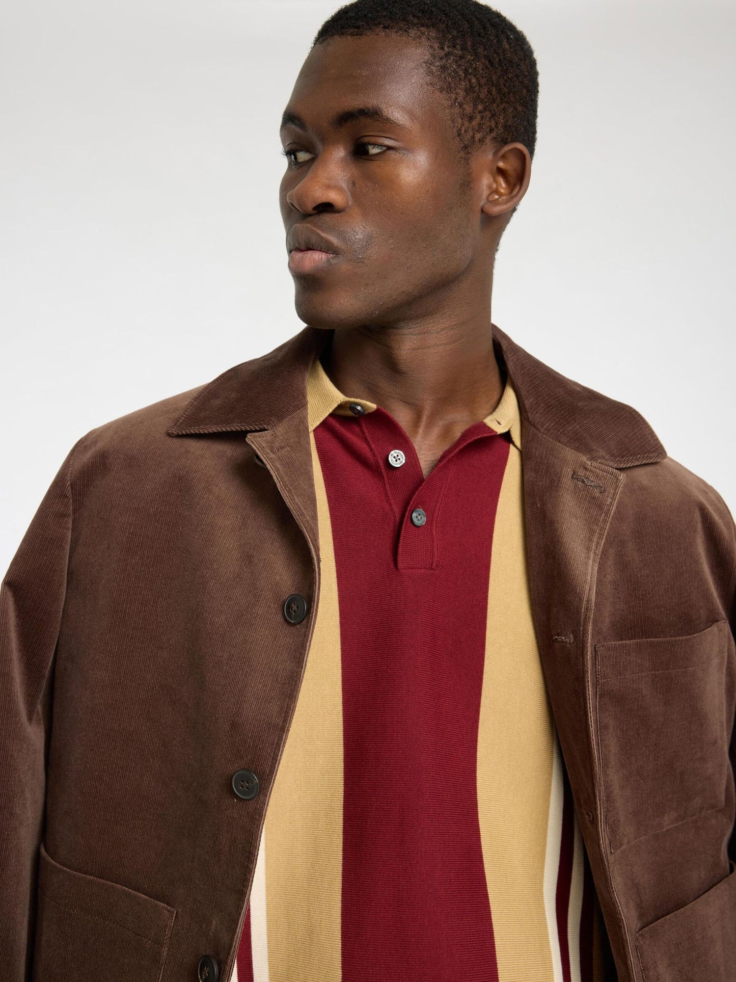 Selected Homme Mattis Knit Polo - Burgandy/Sand