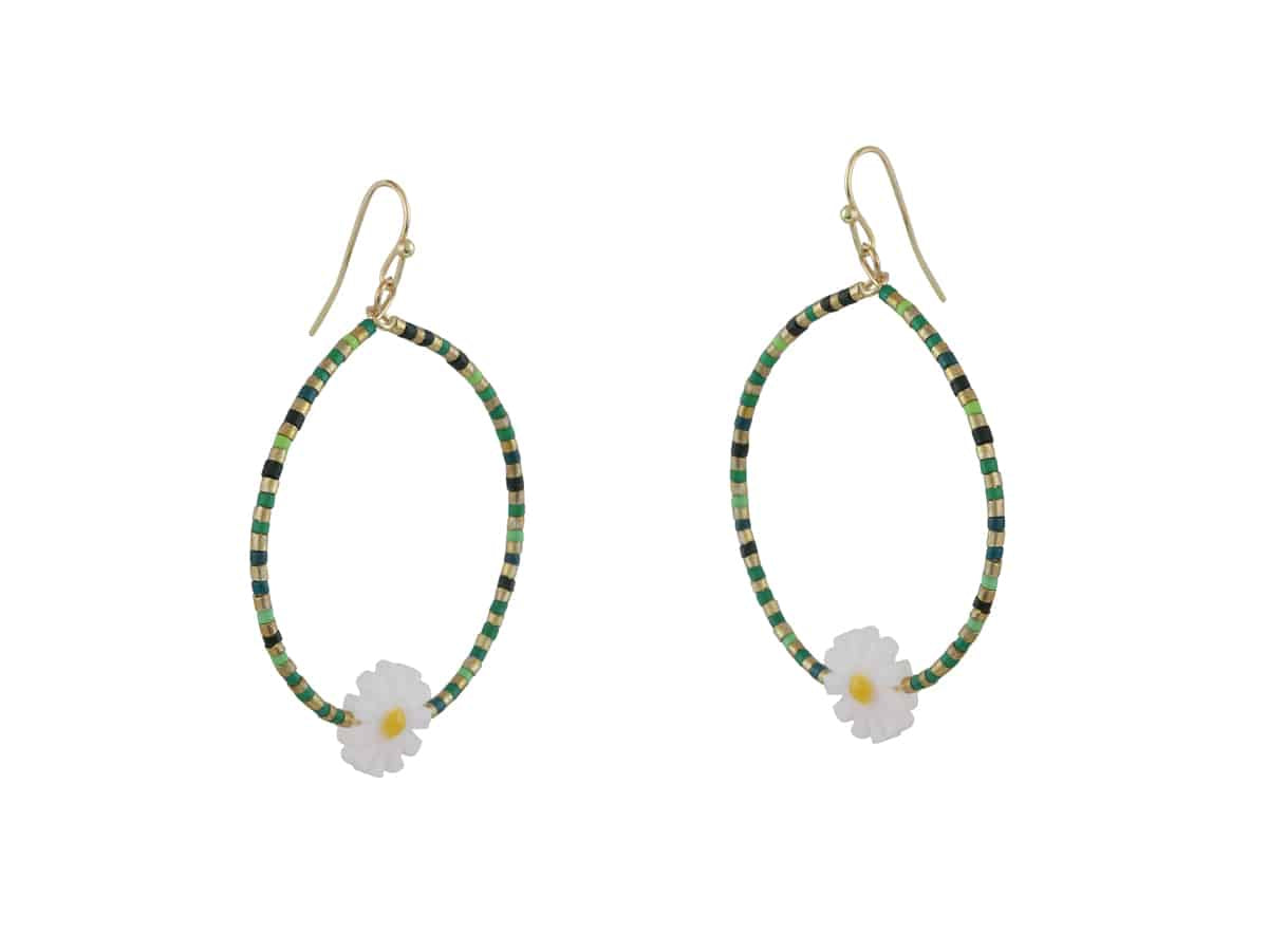 Cressida Beaded Daisy Earrings - Big Metal London