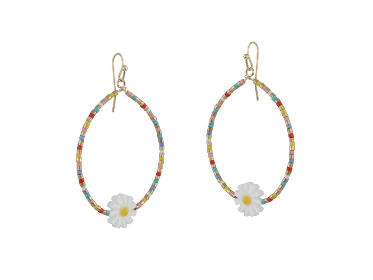 Cressida Beaded Daisy Earrings - Big Metal London