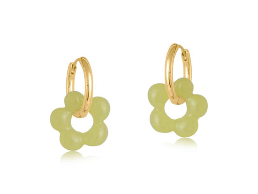 Rebecca Sage Green Beaded Huggie Hoop Earrings - Big Metal London