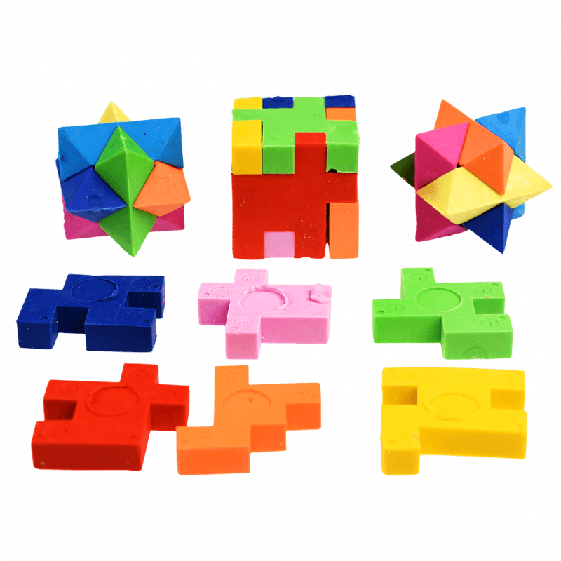 3D Puzzle Erasers - Set of 4