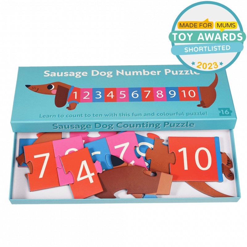 Number Floor Puzzle 16 pieces - Sausage Dog