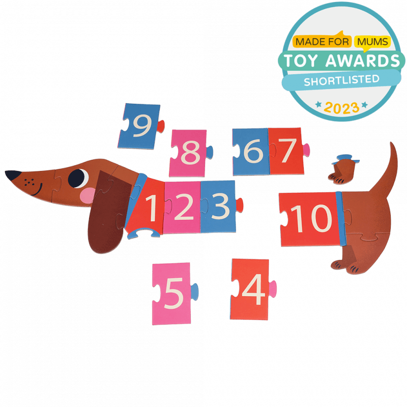 Number Floor Puzzle 16 pieces - Sausage Dog