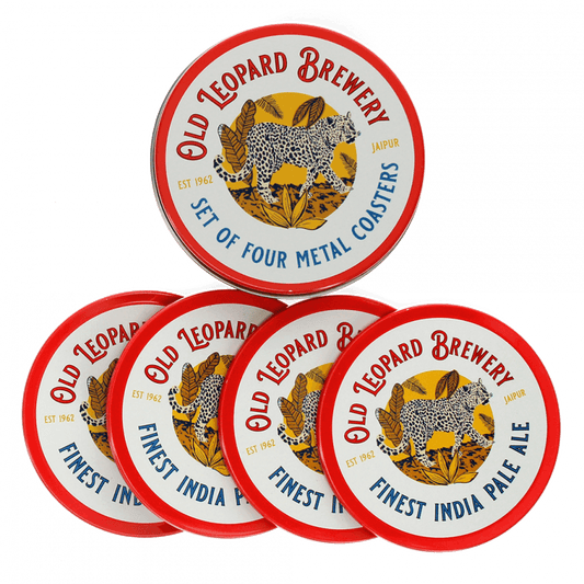 Old Leopard Brewery Metal Coasters - Set of 4