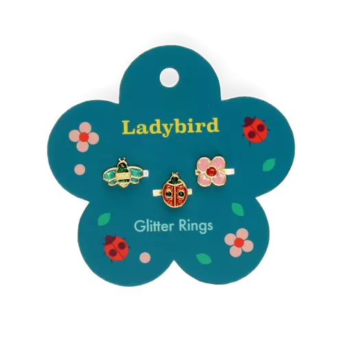 Ladybird Glitter Rings - Set of 3