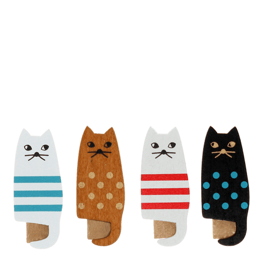 Mini Wooden Pegs - Cats Set of 4