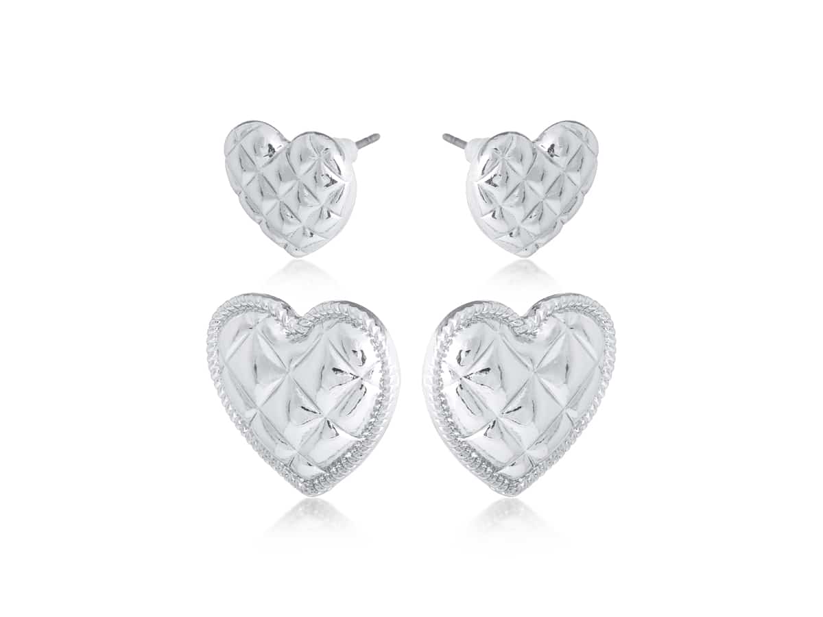 Margot Heart Set Of Earrings - Big Metal London