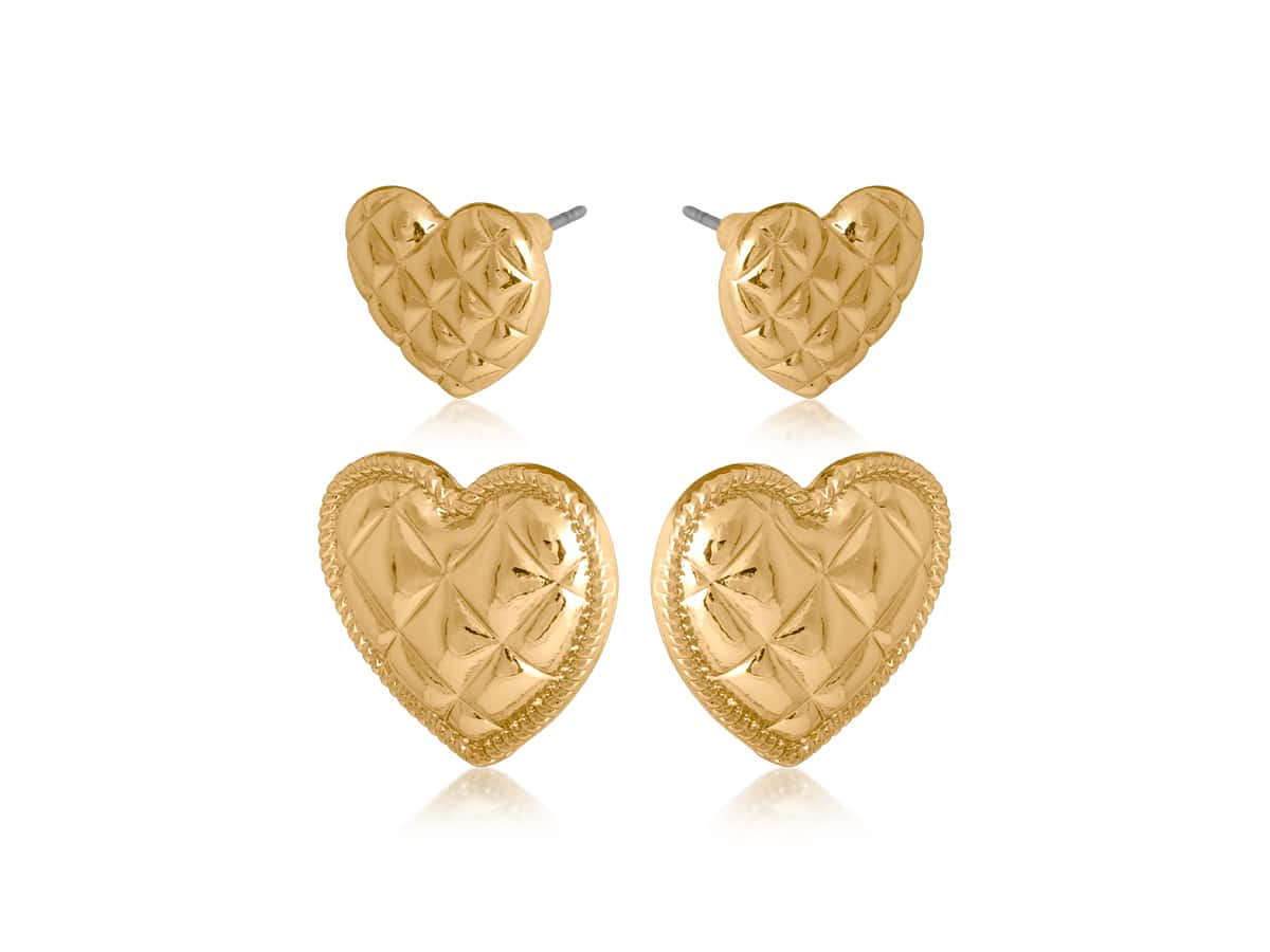 Margot Heart Set Of Earrings - Big Metal London