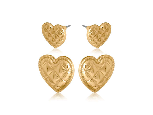 Margot Heart Set Of Earrings - Big Metal London