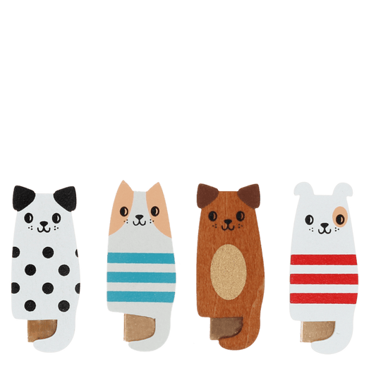 Mini Wooden Pegs - Dogs Set of 4