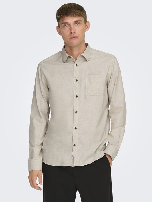 Only & Sons Gudmund Slim Shirt - Silver Lining