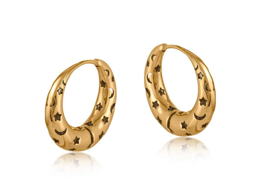 Selena Celestial Hoop Earrings - Big Metal London