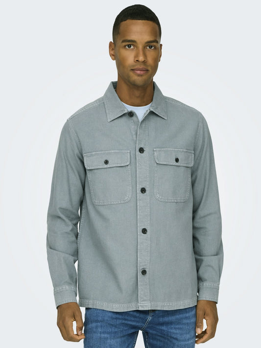 Only & Sons Oliver Twill Overdye Overshirt - Flint Grey