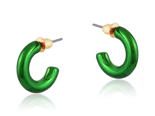 Lubov Small Hoop Earring Green - Big Metal London