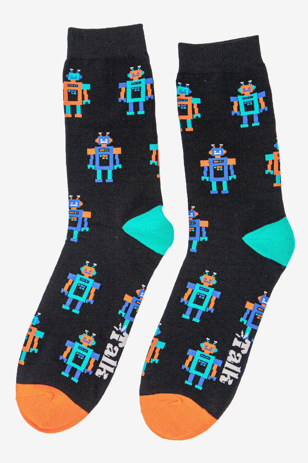 Sock Talk Men's Black Robot Print Bamboo Socks