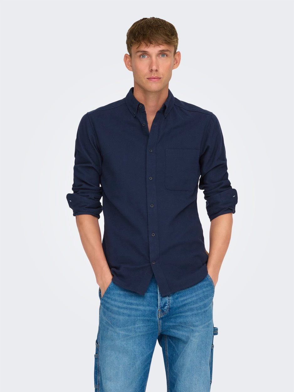 Only & Sons Gudmund Slim Shirt - Navy