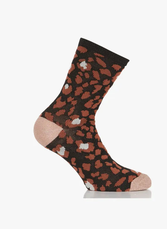 Pieces Lurex Leopard Print Socks - Set of 2