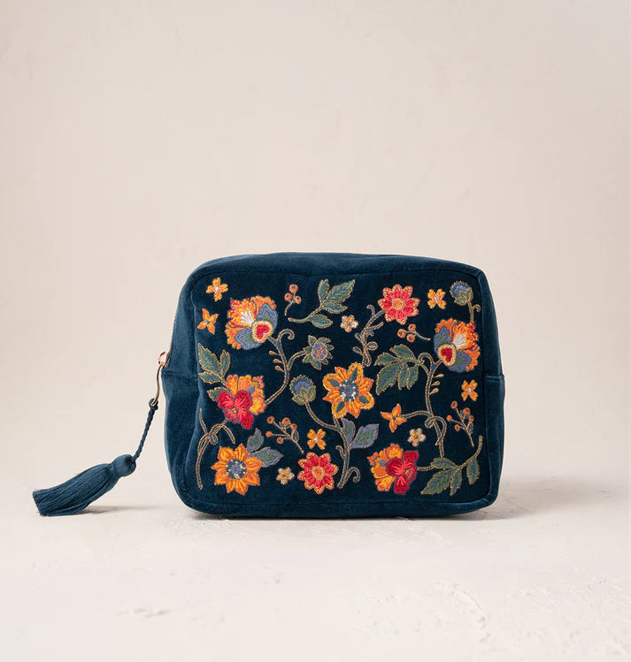 Elizabeth Scarlett Botanical Garden Wash Bag - Ink Blue