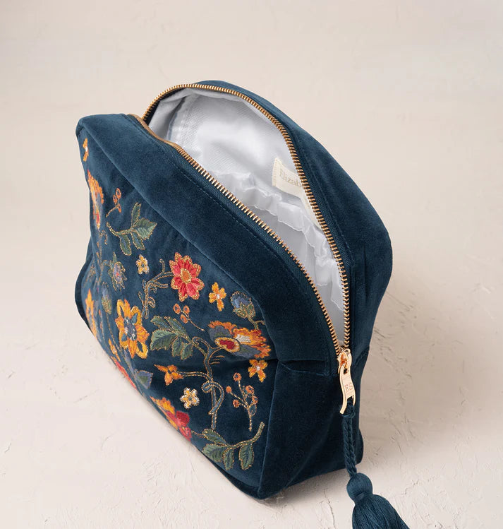 Elizabeth Scarlett Botanical Garden Wash Bag - Ink Blue