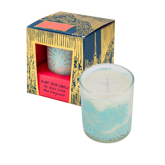 Arthouse Unlimited  Wave Plant Wax Candle - Black Pomegranate