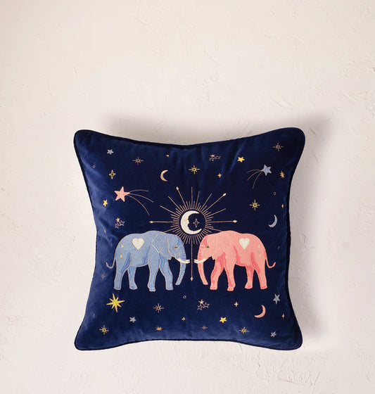 Elizabeth Scarlett Celestial Elephant Cushion - Navy