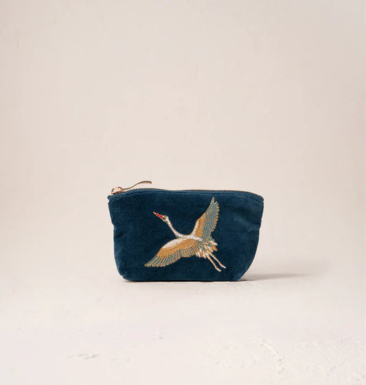 Elizabeth Scarlett Cranes Coin Purse - Ink Blue