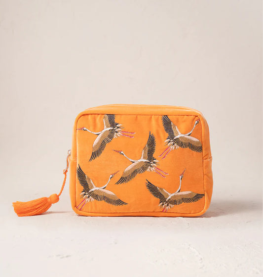 Elizabeth Scarlett Cranes Wash Bag - Orange