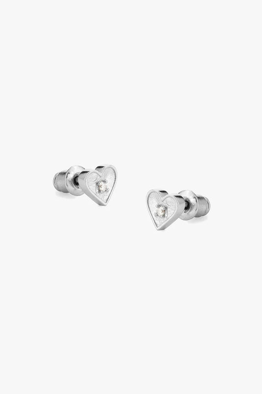 Tutti & Co Loyalty Heart Stud Earrings - Silver