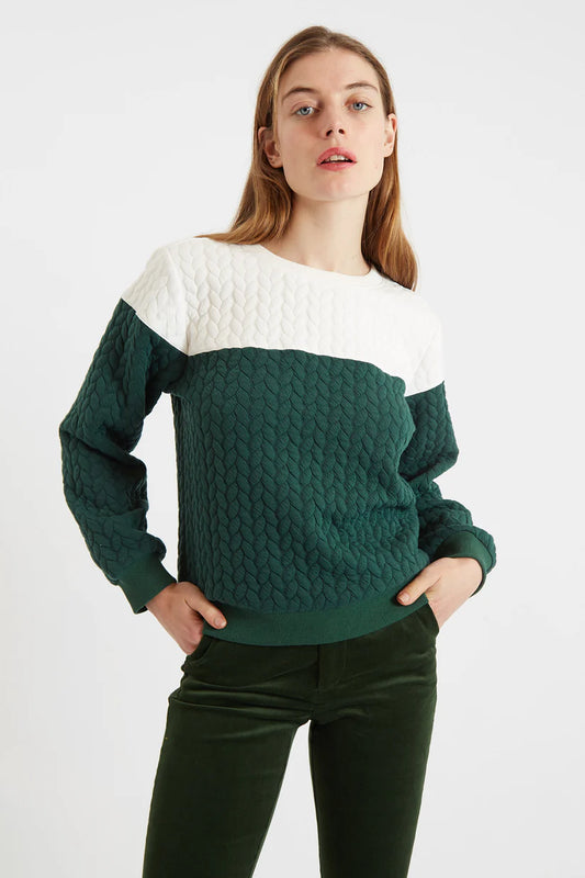 Louche Jan 2 Colour Sweatshirt - Forest Green / White