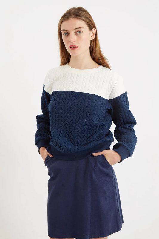 Louche Jan 2 Colour Sweatshirt - Navy / White