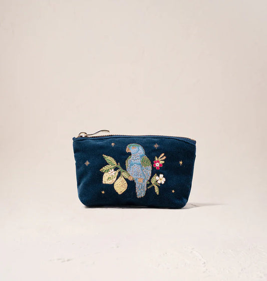 Elizabeth Scarlett Tropical Parrot Coin Purse - Ink Blue