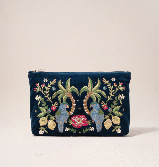 Elizabeth Scarlett Tropical Parrot Everyday Pouch - Ink Blue