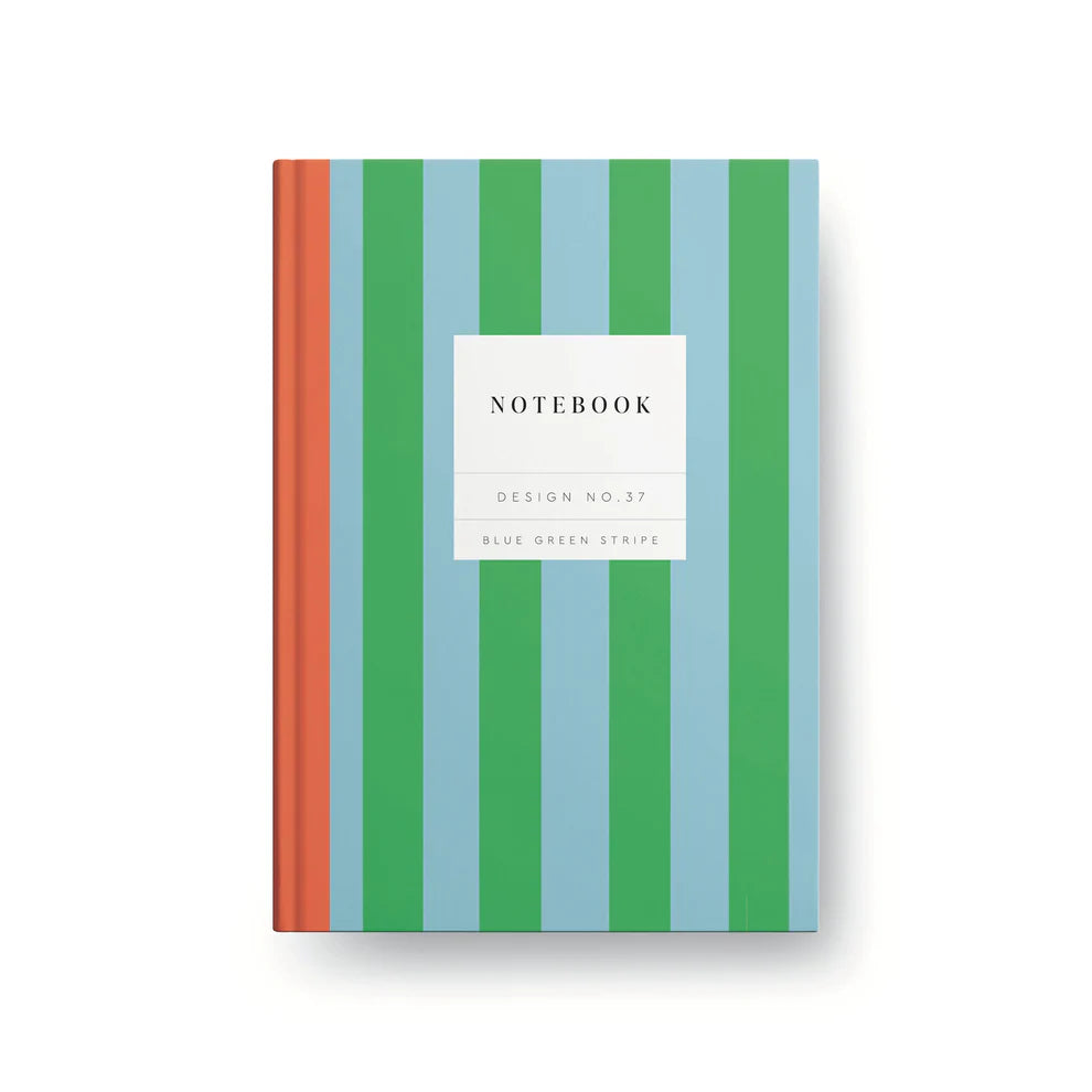 Hardback Notebook Design No.37 - Blue Green Stripe