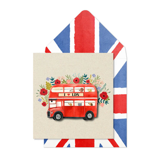 London Bus Floral Card