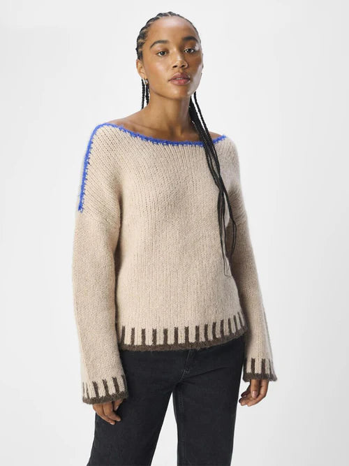 Object Tallira Boat Neck Knitted Pullover - Beige