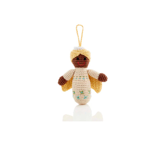 Pebble Knitted Friendly Decoration - Cream Angel