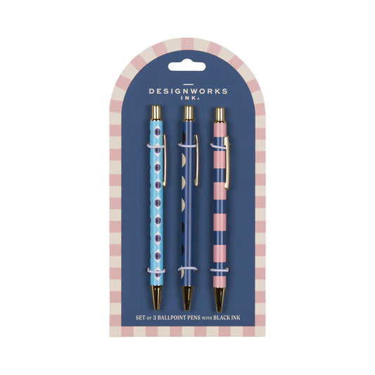 Pen Set of 3 - Eye, Moon & Stripe