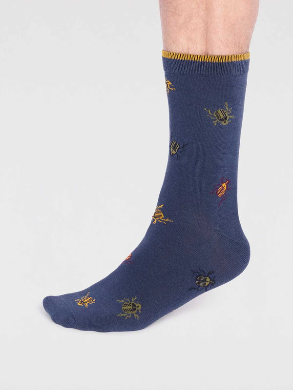 Navy, Womens Marguerite Floral Organic Cotton Socks