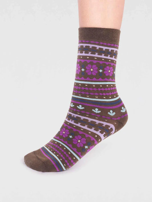 Thought Women's Waverly Pattern Socks - Moss Green