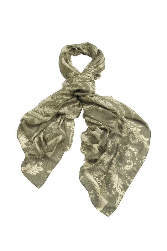 Vintage Damask Sage Scarf - One Hundred Stars