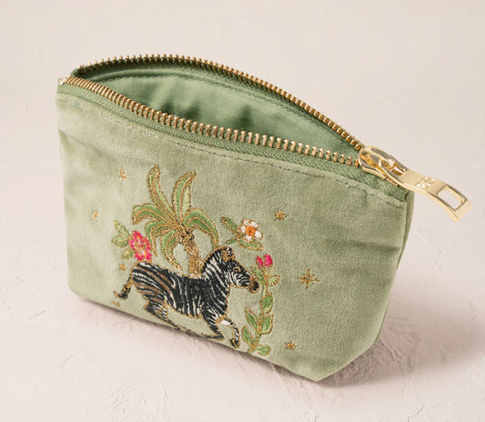 Elizabeth Scarlett Wild Zebra Palm Coin Purse - Olive