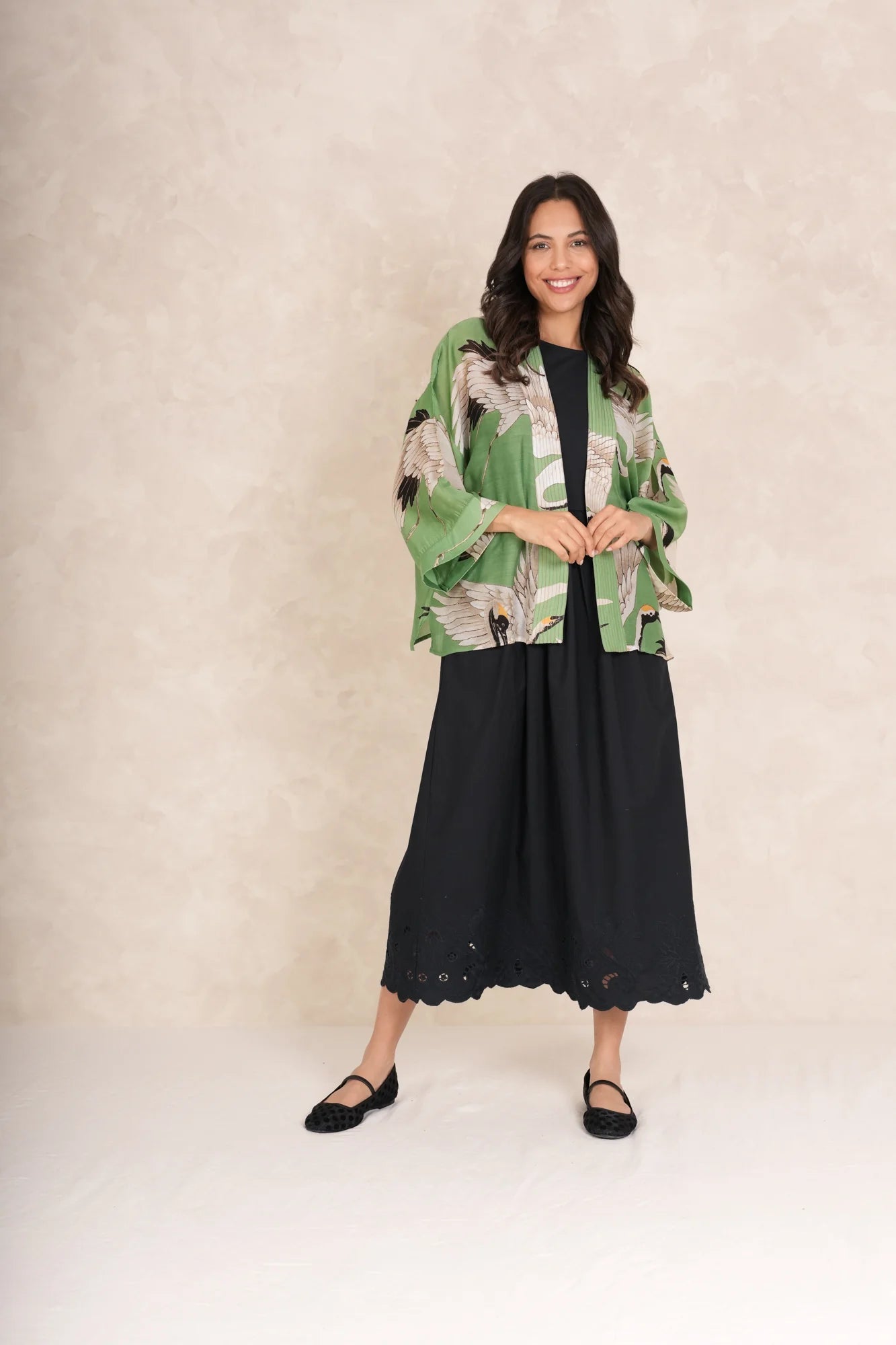 Stork Pea Green Kimono - One Hundred Stars