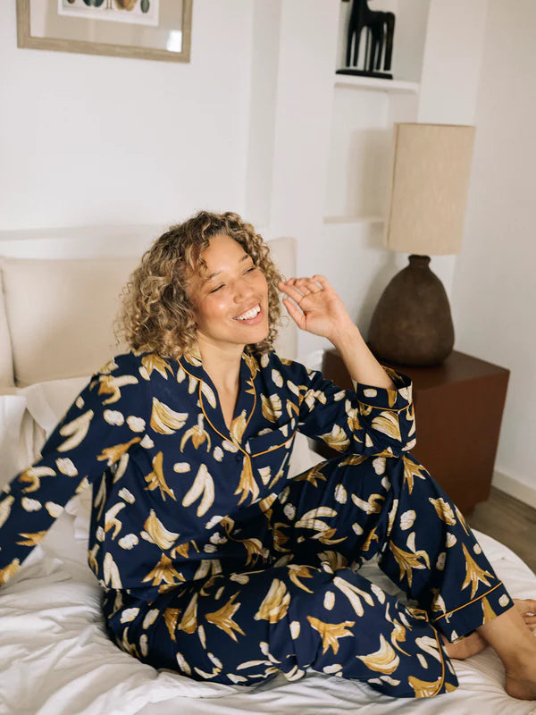 Their Nibs Women's Cotton Pyjamas - Navy Bananas