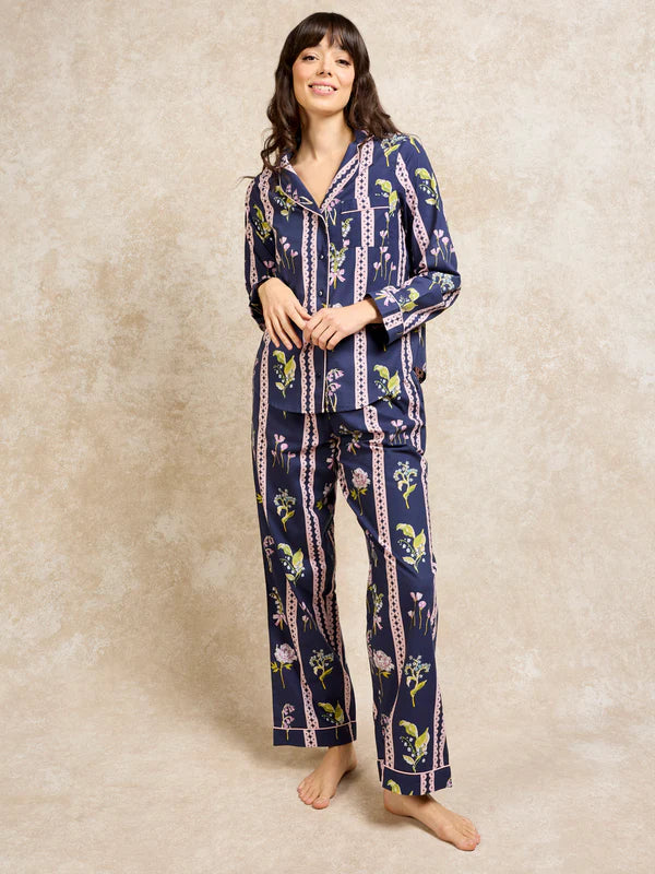 Their Nibs Women's Cotton Pyjamas - Navy Spring Deco