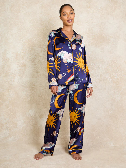 Their Nibs Women's Satin Pyjamas - Disco Space